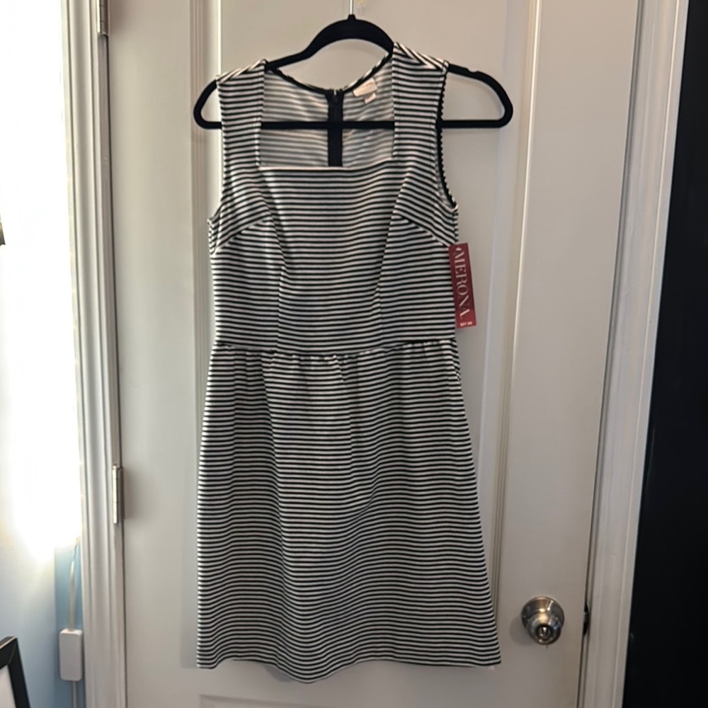 Merona Black and White Sleeveless A-Line Midi Dress